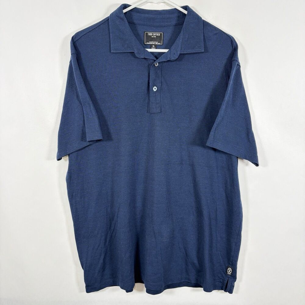 Todd Snyder Polo Shirt Mens Size XL Navy Blue Short Sleeve Cotton Lyocell Blend